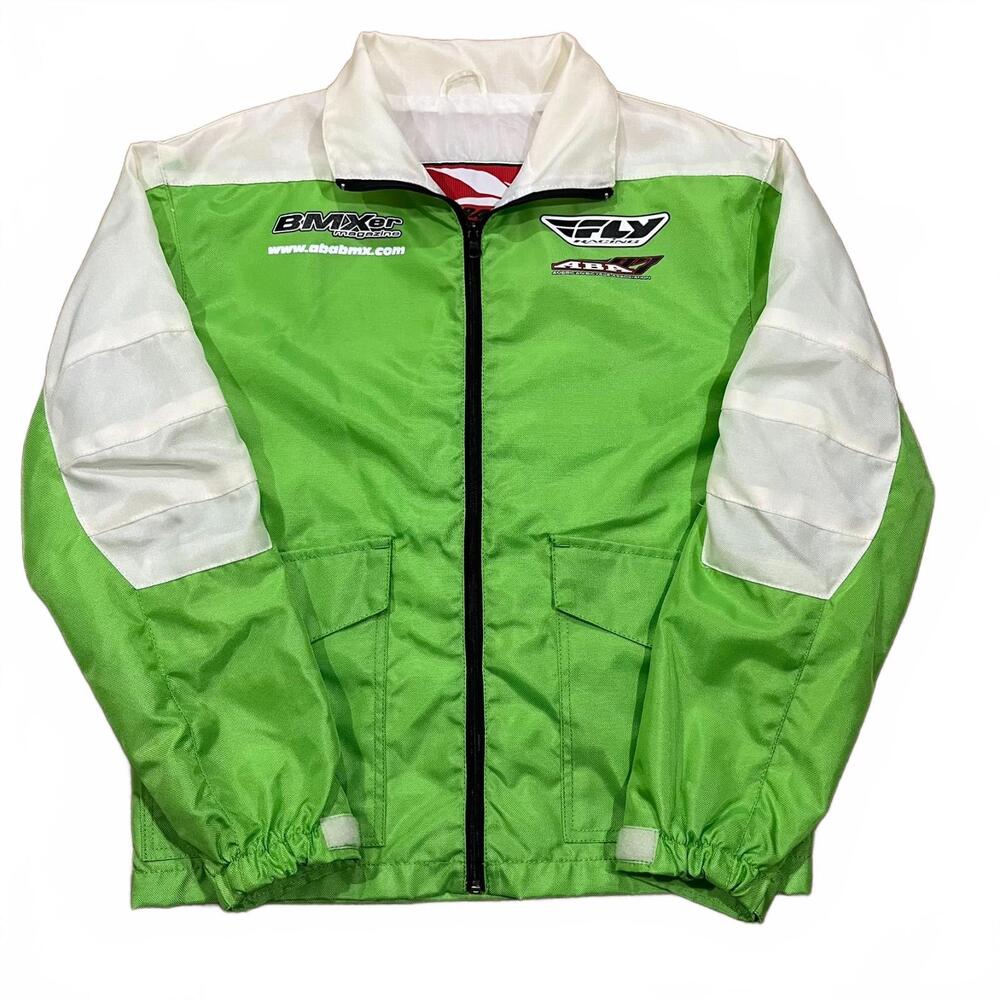 Vintage Fly Racing BMX Green Full Zip Windbreaker Jacket Size Small